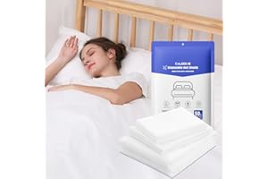 CXLOODE 4 PCS Disposable Bed Sheet Queen Size, Travel Sheet for Hotel, Disposable Sheet for Travel Bedding Cover Portable Sheet with 1 Quilt Cover, 1 Sheet and 2 Pillowcase for Travel Business Trip Spa Hotel