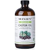 Castor Oil Organic Cold Pressed Unrefined Glass Bottle, 100% Pure and Hexane Free, Ideal for Castor Oil Pack, Skin Care, and Hair Growth, 16 Fl Oz