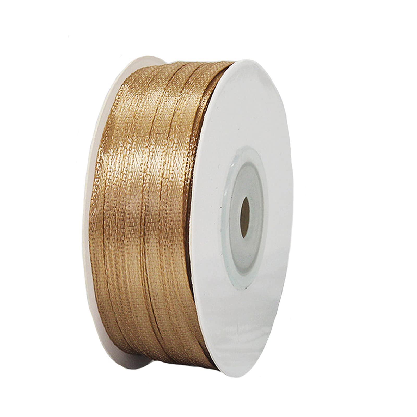 3mm Champagne Gold Ribbon for Gift Wrapping,91m Fabric Thick Satin Ribbon Gold Bow for Gift Wrapping,Ribbons for Balloons,Crafting,Hair,Bouquets,Wedding, Car,Presents,Cake,Christmas Party Decorations