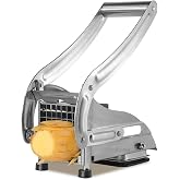 QBGSFSYG Stainless Steel Potato Slicer French Fry Cutter 2 Blades, Silver | 2 Blades: 1/2" Steak &amp; 1/3" Thin Cut &middot; Non-Slip Suction Base &middot; Veggie Sticks Maker &middot; Dishwasher-Safe