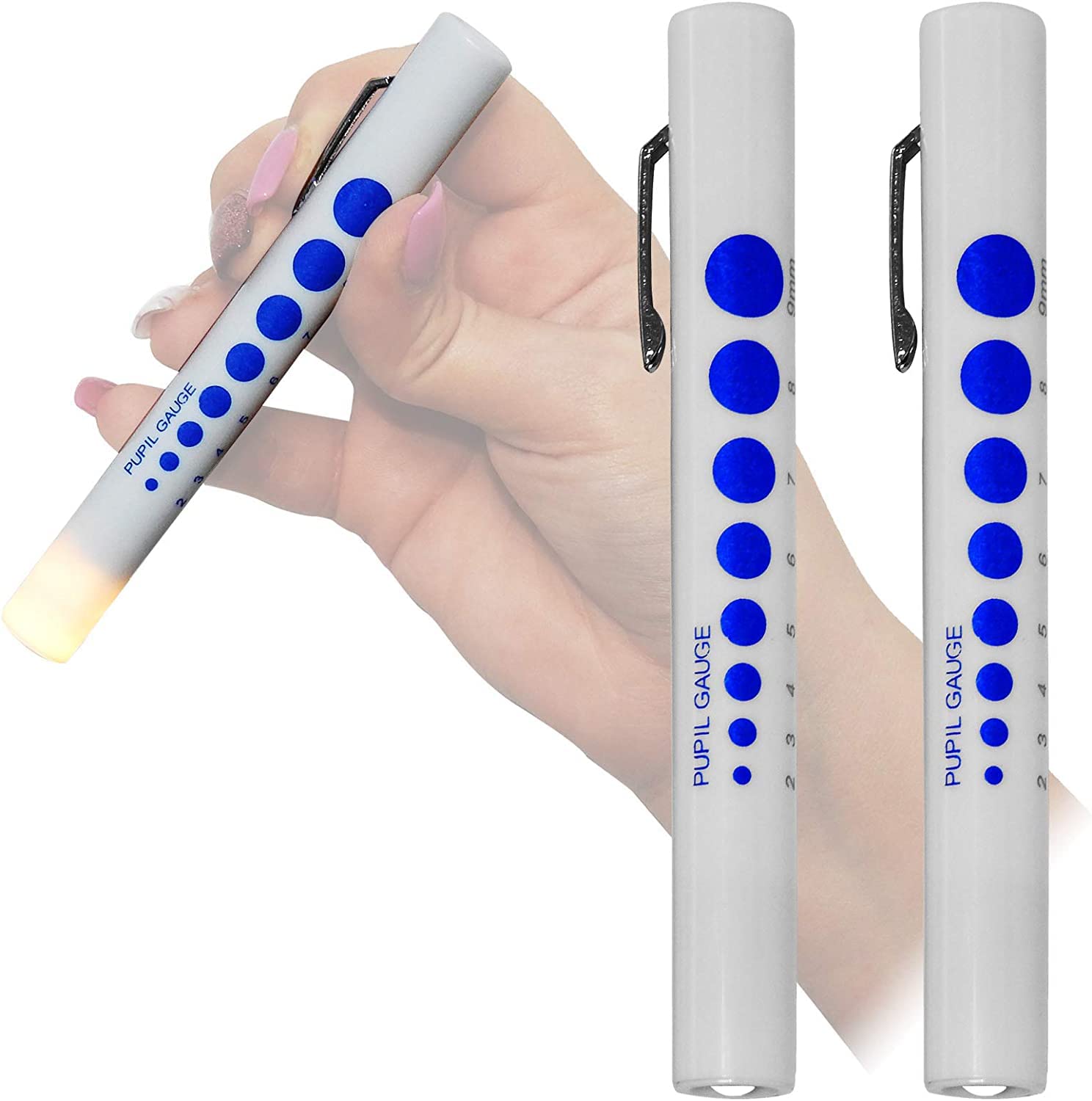 First Aid Pupil Gauge Doctors Nurses Medical Pen Light Torch Twin Pack