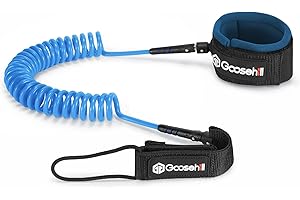 Goosehill Paddle Board Leash, Durable 7mm Urethane Cord and Comfortable 6mm Neoprene Ankle Cuff, 10ft Coiled SUP Paddle Leash for Longboards, Inflatable Paddleboard, Kayak