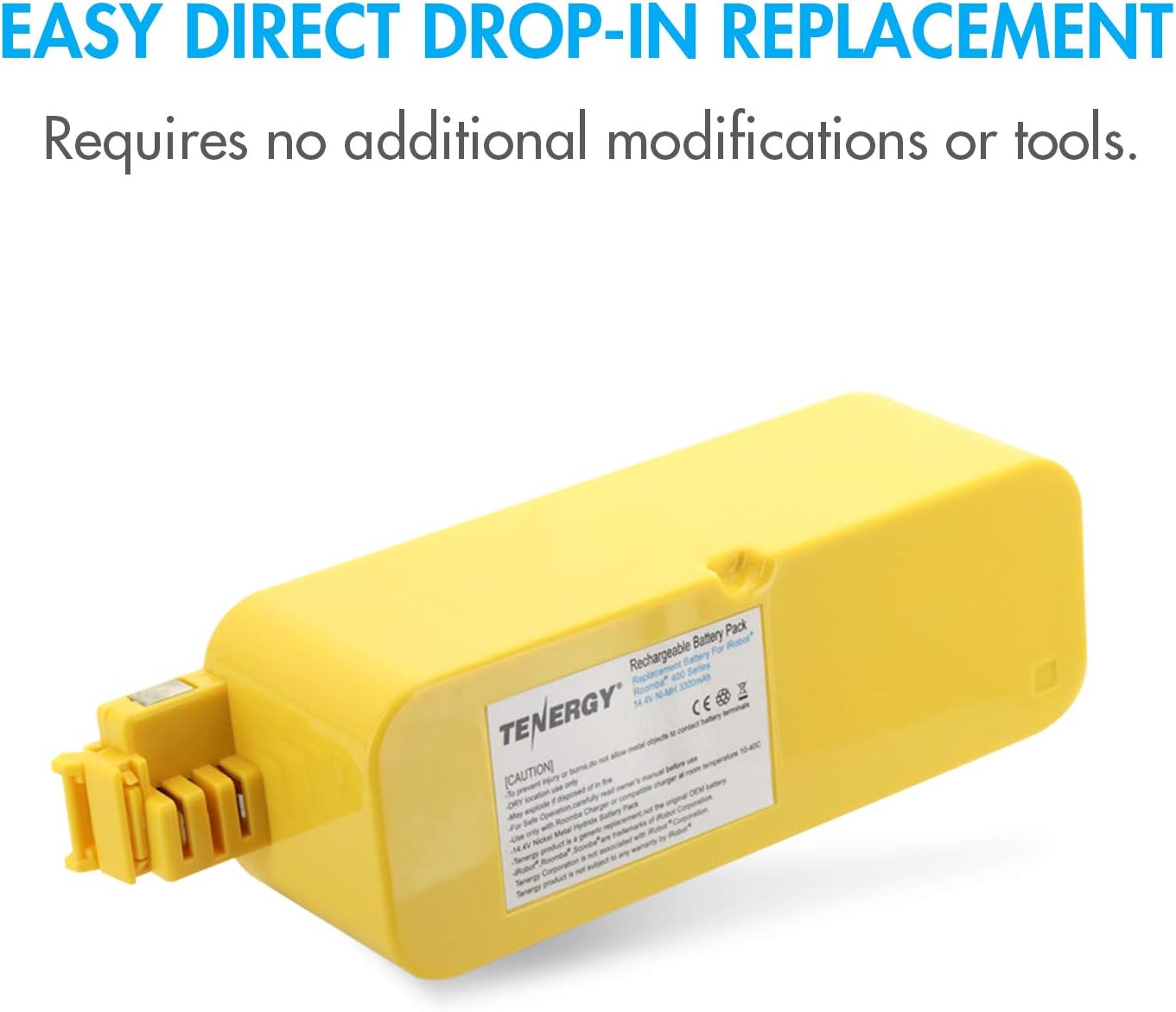 Tenergy Replacement Battery for iRobot Roomba 400 410 415 4000 4100 4110 4130 4150 4170 4188 4210 4220 4225 4230 4232 4260 Vacuum Cleaner, 14.4V 3300mAh Advanced Power System (APS) NiMH Roomba Battery: Home & Kitchen