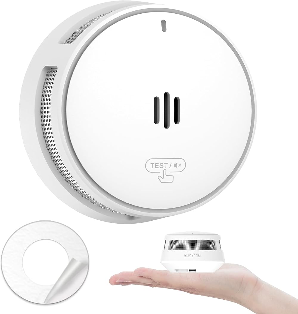 Wisualarm Smoke Alarm 10 Year Battery EN14604 UKCA Mute Remote Big Test 85dB