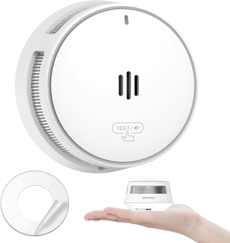 Wisualarm Smoke Alarm 10 Year Battery EN14604 UKCA Mute Remote Big Test 85dB