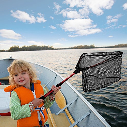 MelkTemn Fishing Net, Fish Net Foldable Fish Landing Net Collapsible Pole Handle Durable Nylon Mesh Safe Fish Catching Landing nets for Fishing (Red.) - Thumbnail 7