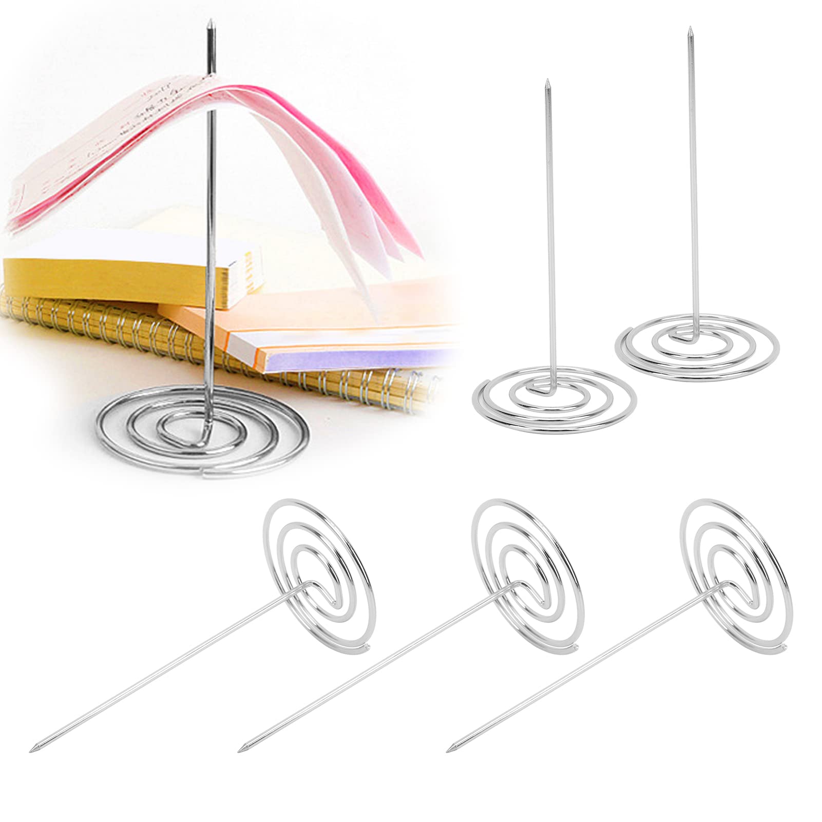 5Pcs Receipt Holder Memo Holder Receipt Note Spike Metal Bill Holder for Restaurant Kitchen Office Hotel(Silver)