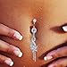 Mutreso Belly Button Navel Ring Surgical Steel Crystal Flower Dangle Curved Barbell Bananabell Piercing Jewelry