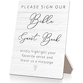 RUNMESS Bible Guest Book Wedding Wooden Sign Stand, 5x7inches, Wedding Signs for Ceremony and Reception, Table Decorations