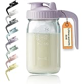 32oz Glass Pitcher with Lid & V-shaped Pour Spout - 1 Quart Breastmilk Pitcher Double Leak Proof, Creamer Container for Sun Tea, Juice, Cold Brew Coffee, Breastmilk Storage Container