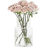 Large Glass Vase - Clear Ribbed Vase - Fluted Flower vase for Modern Home Décor - Glass vases for Centerpieces - Living Room,
