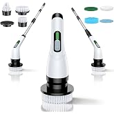 Electric Spin Scrubber for Bathroom: Shower Cleaner Brush with Long Handle | Dual Speed Power Cordless Cleaning Scrub | 7 Brush Heads IPX7 Waterproof Cleaner Tools for Bath Tub Tile Grout Wall Floor