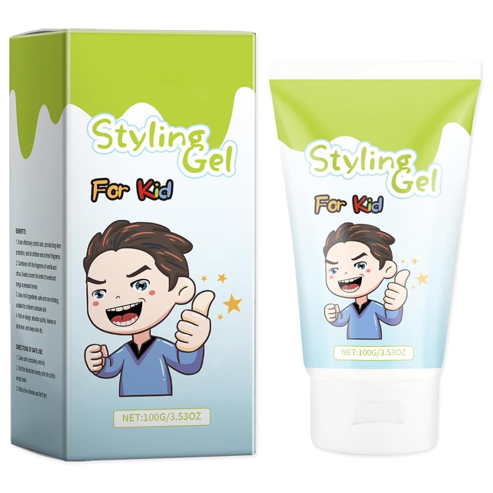 Hair Gel - Styling Gel - Hair Gel for Kids - Medium-Strong Hold - Natural - Long Lasting - Fruit fragrance - For All Hair Styles 3.53oz