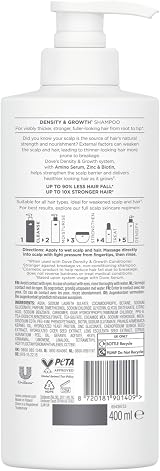 Dove Density & Growth Shampoo Amino Complex Biotin Zinc 400 ml Pack of 6 view 6