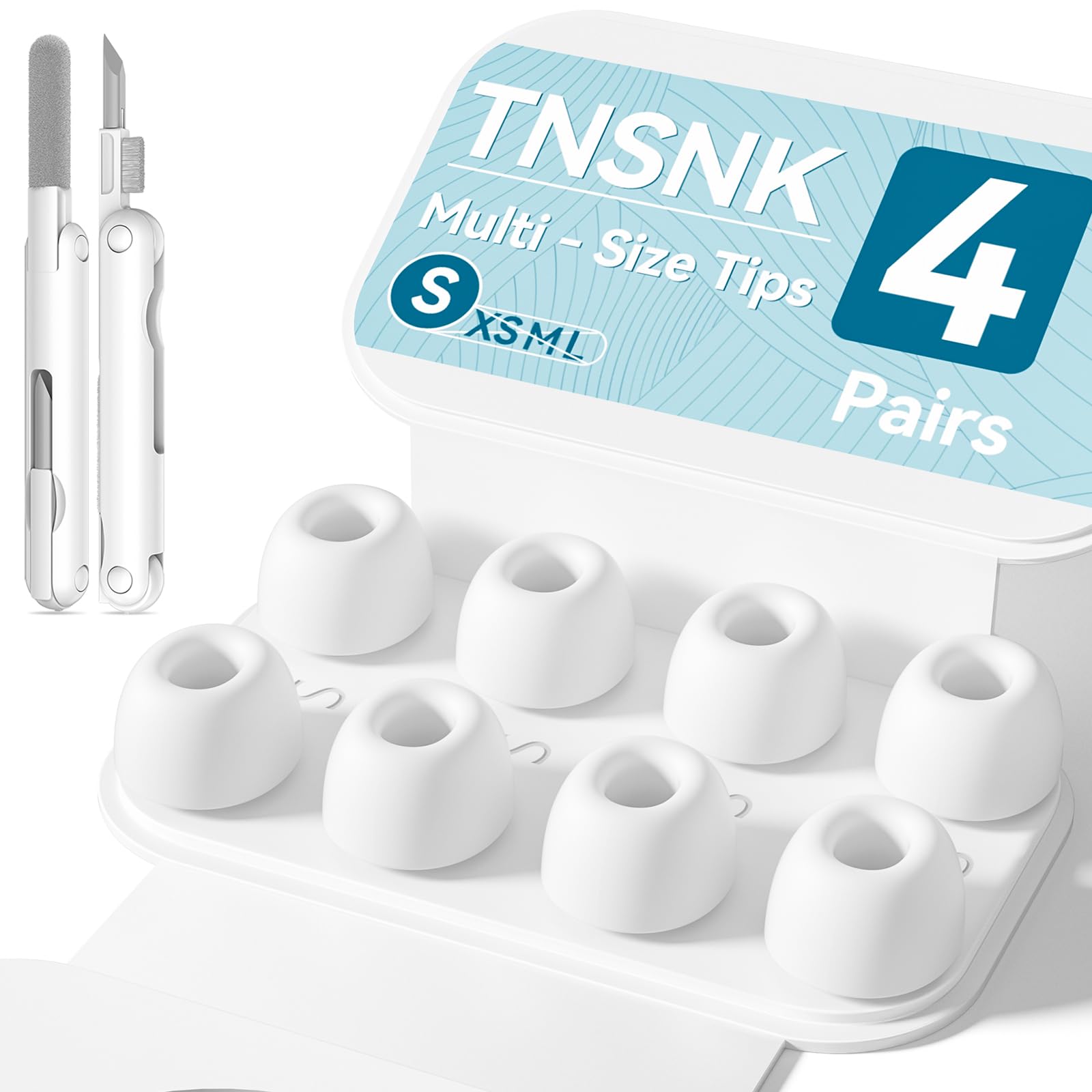TNSNK 4 Pairs Replacement Ear Tips for AirPods Pro 1st /2nd(Small-White