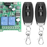 Wireless Remote Switch DC 12V 24V 36V 48V New 2 Channel Multi-Function Remote Control Switch, 433Mhz Transmitter with Receiver Use for Electric Doors, Cars, Lights &amp; More（Momentary Mode）