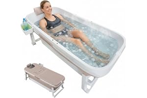 52'' Portable Bathtub for Adult - Large 52 Inch Foldable Collapsible Soaking Tub, Ergonomically Designed Ice Hot Bath Spa Tub