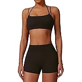 QBGJTD Two Piece Workout Sets For Women Sports Bra Matching High Waist Scrunch Butt Shorts Gym Yoga Athletic Clothes