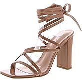 TOP Moda Womens Lace Up Wrap Around Strap High Heel Sandals