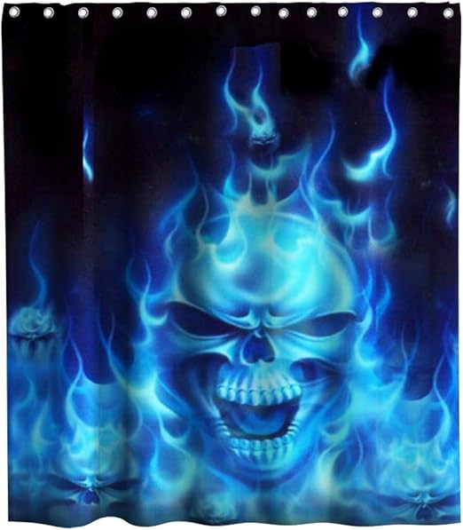 Amazon Com Kntiline Skull Blue Flame Cool Theme Fabric Happy