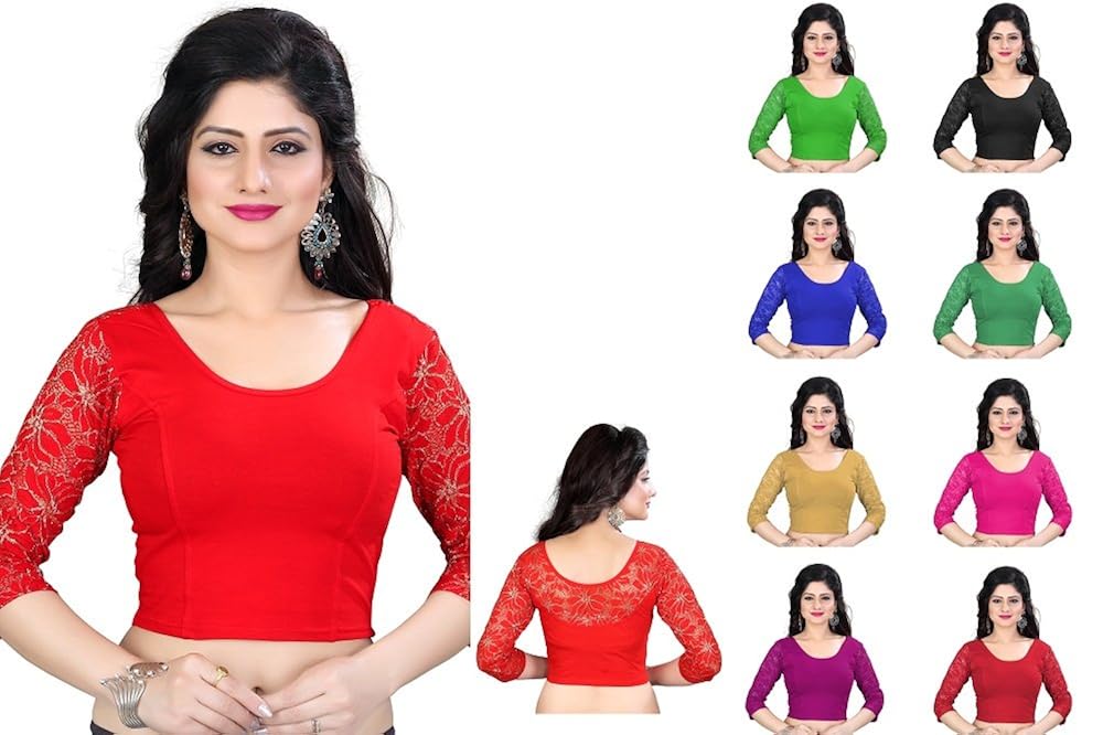 pre-smart plain cotton lycra readymade blouse (maroon)