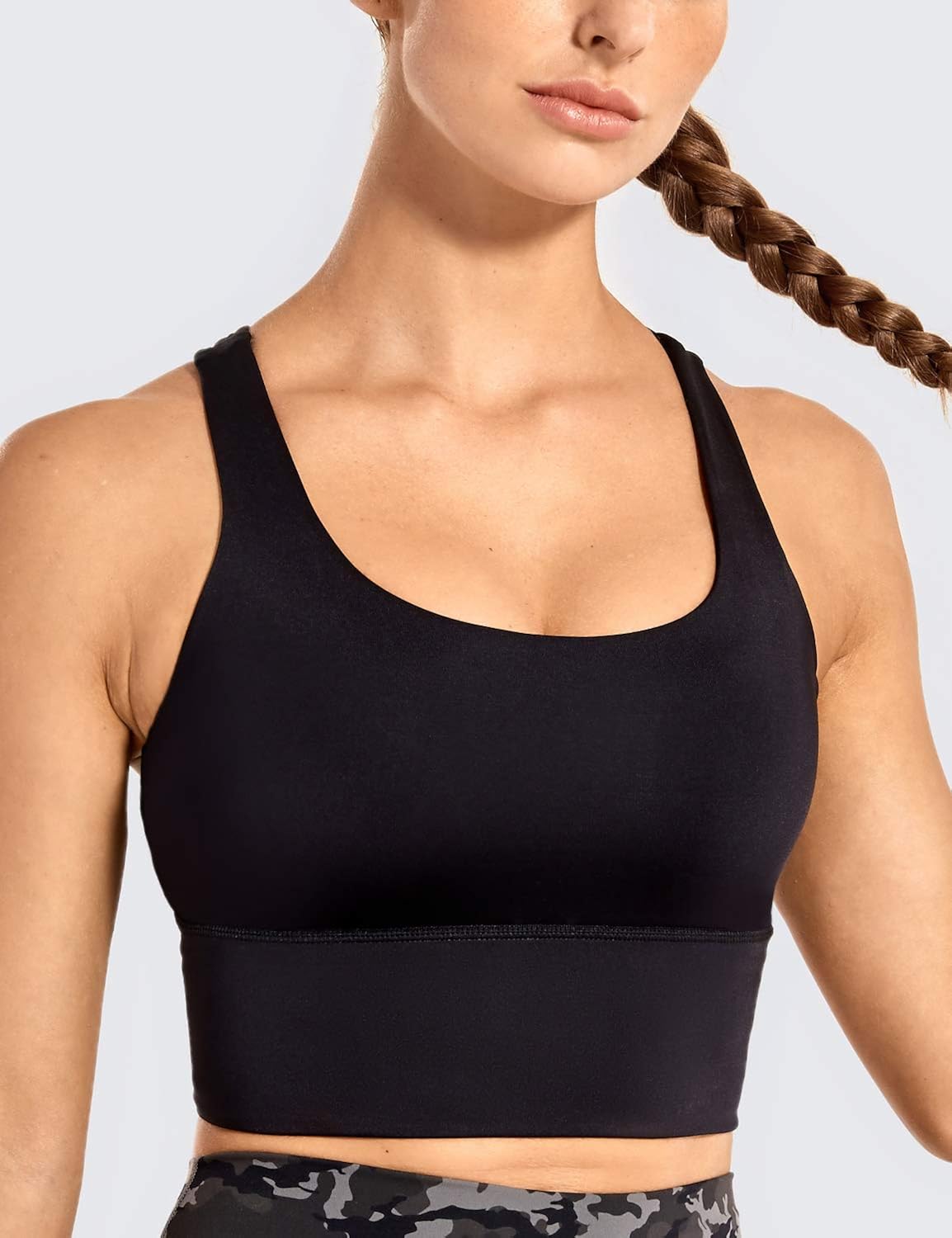 CRZ YOGA Strappy Sports Bras for Women Longline Wirefree Padded Medium Support Yoga Bra Top at  Women’s Clothing store
