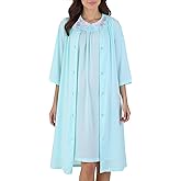 Shadowline Women's Nightgown and Robe Sleepwear Set Nylon Petals Short Flutter Sleeve