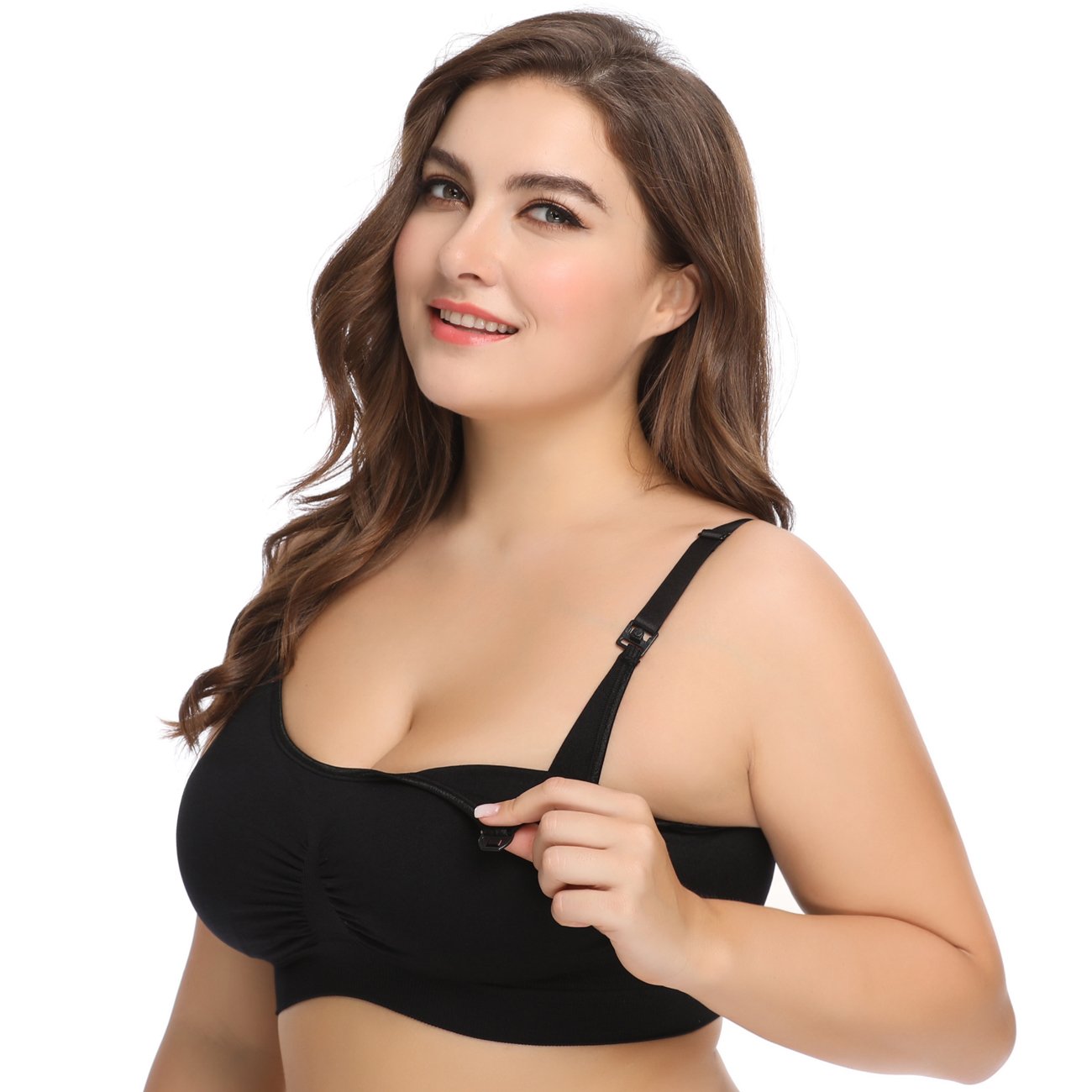 LYSHION 2-Pack Nursing Bra - Full Bust Seamless Nursing Maternity Breastfeeding Bras with High Elasticity and Width Adjustable