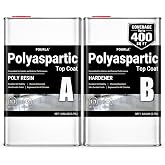 POURLA UltraShield Polyaspartic Floor Coating Kit, Clear Top Coat, 2 Gallon | Polyaspartic garage floor coating; 1:1 mix, fast cure, UV stable, high-gloss clear top coat for concrete floors