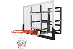 EFFICRAFT 54" Wall Mounted Adjustable Basketball Hoop with Shatterproof Backboard and Heavy-Duty Rim, Ideal for Gyms Garages and Schools, Suitable for Outdoor and Indoor Use