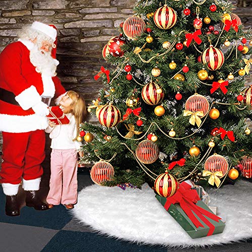 Dreampark Christmas Tree Skirts, 48" White Tree Skirt Decorations Faux Fur Skirt Large Christmas Ornaments Tree Decor (48 inch)