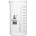 EISCO Beaker, 2000ml - Tall Form with Spout - White, 100ml Graduations - Borosilicate 3.3 Glass