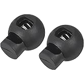 METALLIXITY Plastic Cord Locks (0.3" x 0.2")20pcs, Single Hole Spring Cord Locks Round Toggle Stoppers for Shoelaces, Drawstrings, Backpacks, Bag, Black