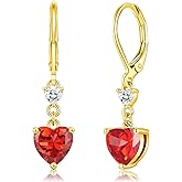 CiNily Heart-Cut Drop Dangle Earrings for Women 14K White Gold Plated Cubic Zirconia Simulated Diamond Dangle Earrings Jewelry Gifts for Mothers Day Weddings Birthday Party