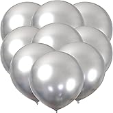 24pcs Silver Balloons 18 Inch Large Sliver Metallic Chrome Balloons Big Latex Balloons for Christmas Birthday Wedding Baby Shower Party Decorations
