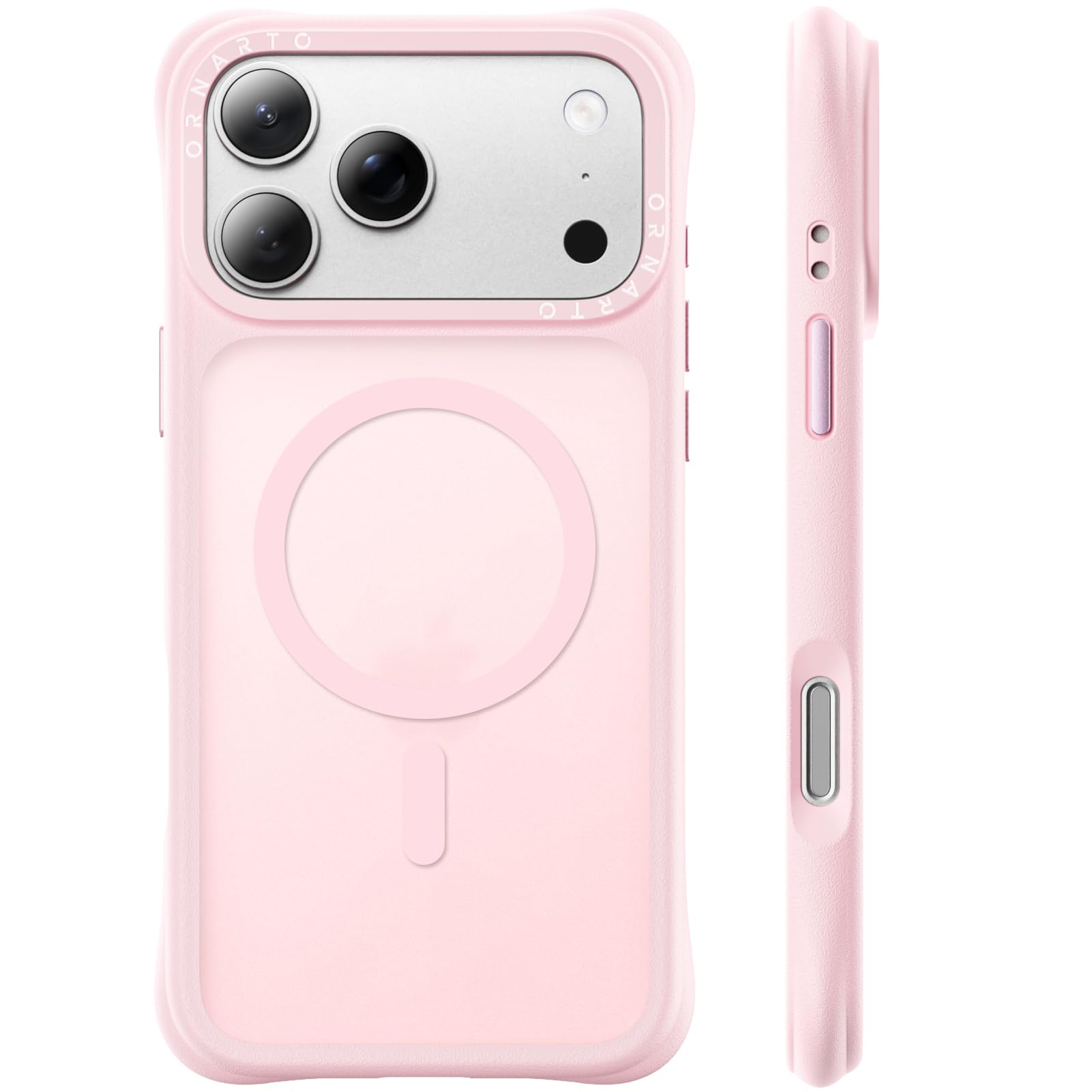 ORNARTO Magnetic for iPhone 17 Pro Max Case, 7X Military-Grade Drop Protection, Compatible with MagSafe, Slim Shockproof Translucent Matte Phone Case for iPhone 17 Pro Max 6.9", Chalk Pink