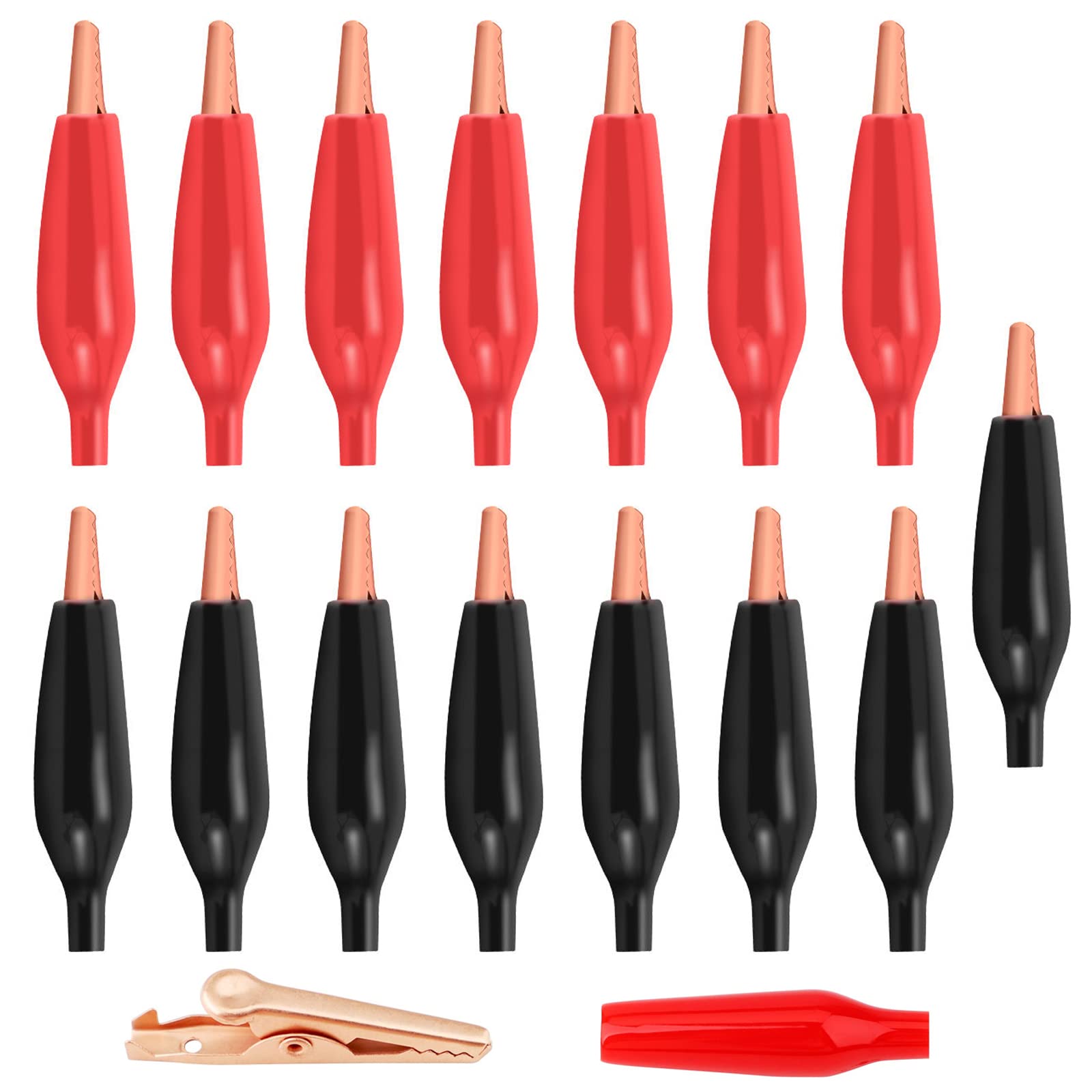Lewttyer Copper Alligator Electric Test Clips 45 mm Red x 8 Black x 8