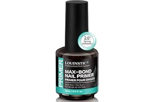 LOUINSTIC Acid-Free Nail Primer 15ml - Hema-Free Nail Prep for UV Gel, Builder Gel, Gel Polish & Acrylic Nails - No-Burn & No-Lift - Quick Air Dry, Low-Odor, Low-Irritant, Salon & Home Use