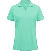 Gopune Women's Short Sleeve Golf Shirts V Neck Collared Tennis Tops Quick Dry UV Protection