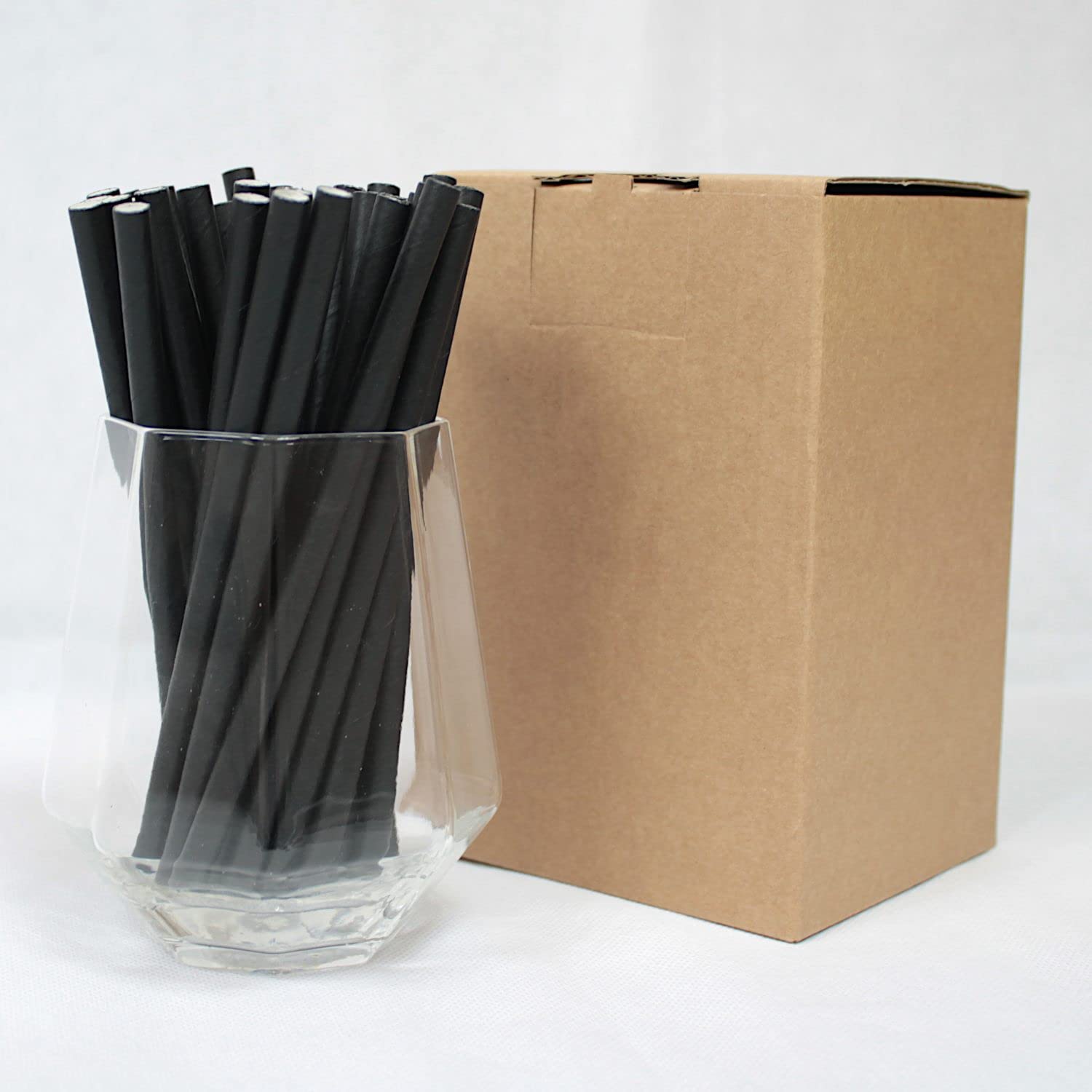 Black Cocktail Straws (6mm x 140mm) - Pack Size 500 - FSC Certified/Food Safe/PFAS Free/Biodegradable/Eco-Friendly/Durable/Suitable for All Occasions