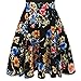 oxiuly Women's Vintage Off Shoulder Pockets Casual Floral A-Line Party Dress 232 (L, Black)
