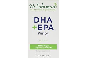 Dr. Fuhrman DHA+EPA Purity, Omega-3 Fatty Acids, Liquid Supplement with Dropper, Fresh Citrus Flavor, Made from Lab-Grown Algae, Free of Contaminants, Vegan, 60 Servings