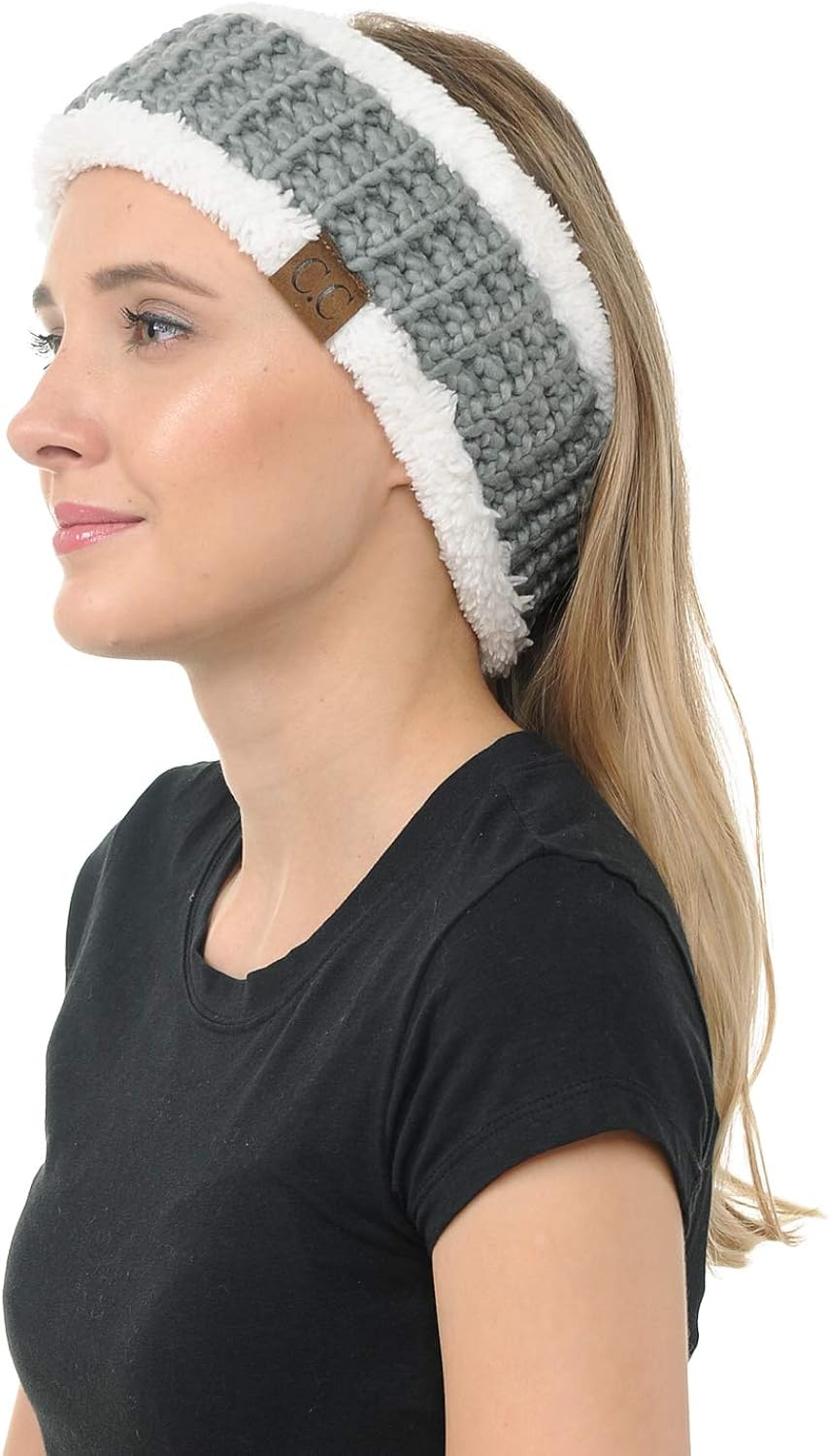BYSUMMER Cable Knit Ear Warmer Muff Headband For Women and Men For Fall