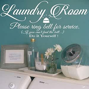 Pegatina de pared,Cartel de lavandería 102x42cm DIY PVC Wall Decal Room