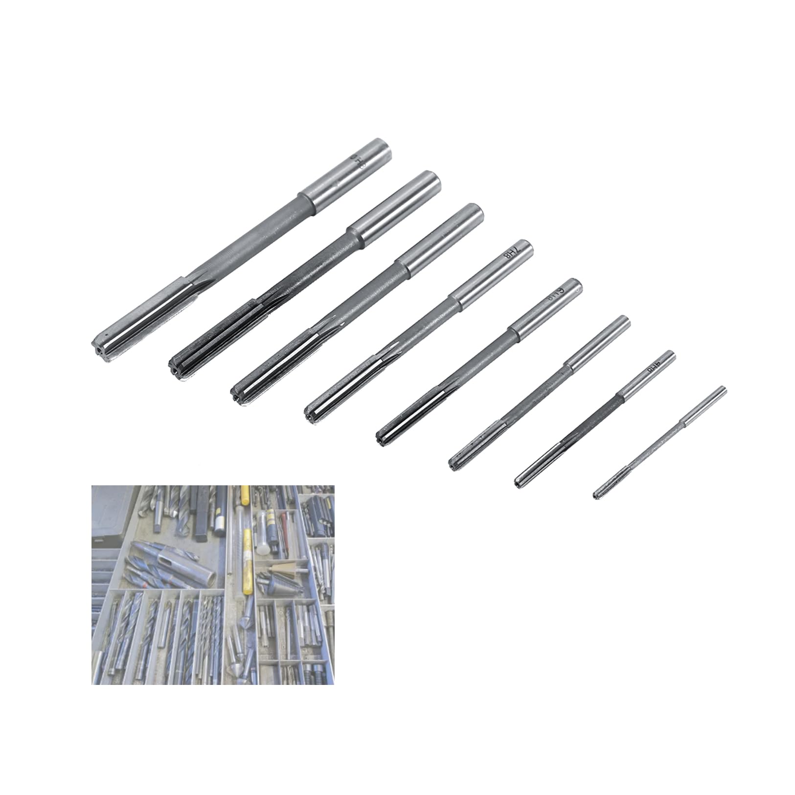 8Pcs Hss Chucking Reamers Milling Cutter Tool Set of 3/4/5/6/7/8/9/10MM Straight Shank for Reaming to Mould Processing