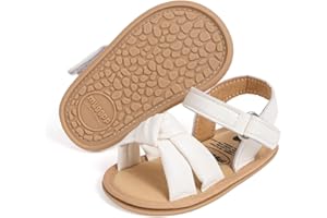 Meckior Baby Toddler Infant Girls PU Leather Soft Open Toe Summer Sandals Flower Princess Flat Shoes