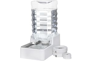 Sfozstra 9L Upgraded Dog Water Bowl Dispenser, Stainless Steel Bowl, Automatic Gravity Cat Water Dispenser, BPA-Free, Large Capacity Water Dispenser with Two Caps and Filters(White,9L+)