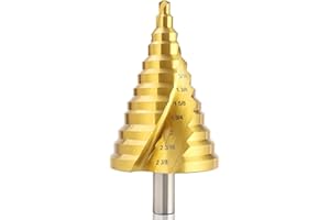 ROGAPER Spiral Groove Step Drill Bit, 12 Steps High-Speed Steel 1/4" to 2-3/8", Large Step Drill Bits for Cutting Holes in Iron Aluminum Copper Plastic Wood