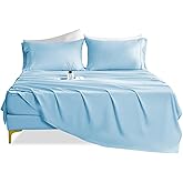 CozySmile Silky Soft Twin XL Sheet Set - Luxury 3 Piece Breathable Cooling Microfiber Sheets, 16" Deep Pocket Easy Care Wrinkle Free Bedding Sheet and Pillowcase Set, Skye Blue