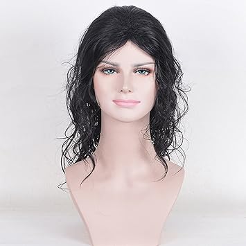 Amazon Com Deniya Black Curly Wigs For Men Shoulder Length Beauty